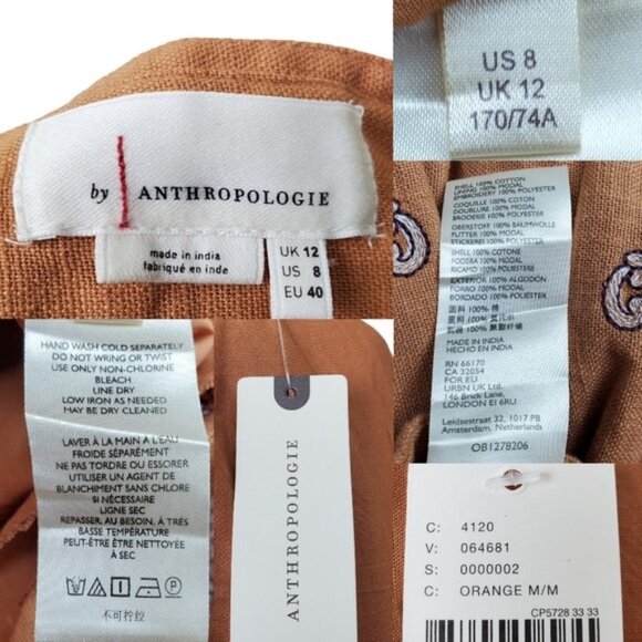 Anthropologie Womens Meghan Tan Pink Floral Embroidered Mini Skirt Size 8 NWT - Picture 4 of 4